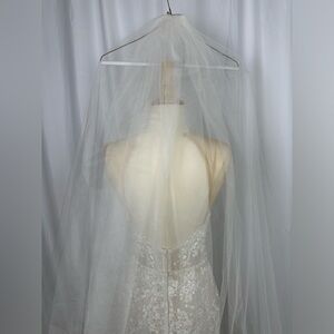 New Sheer Soft White Long Bridal Veil 112”